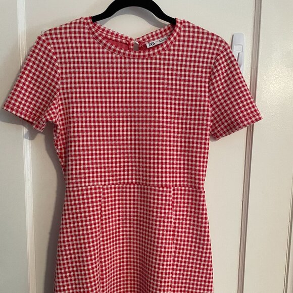 Zara red and white checked dress - Picture 1 of 5